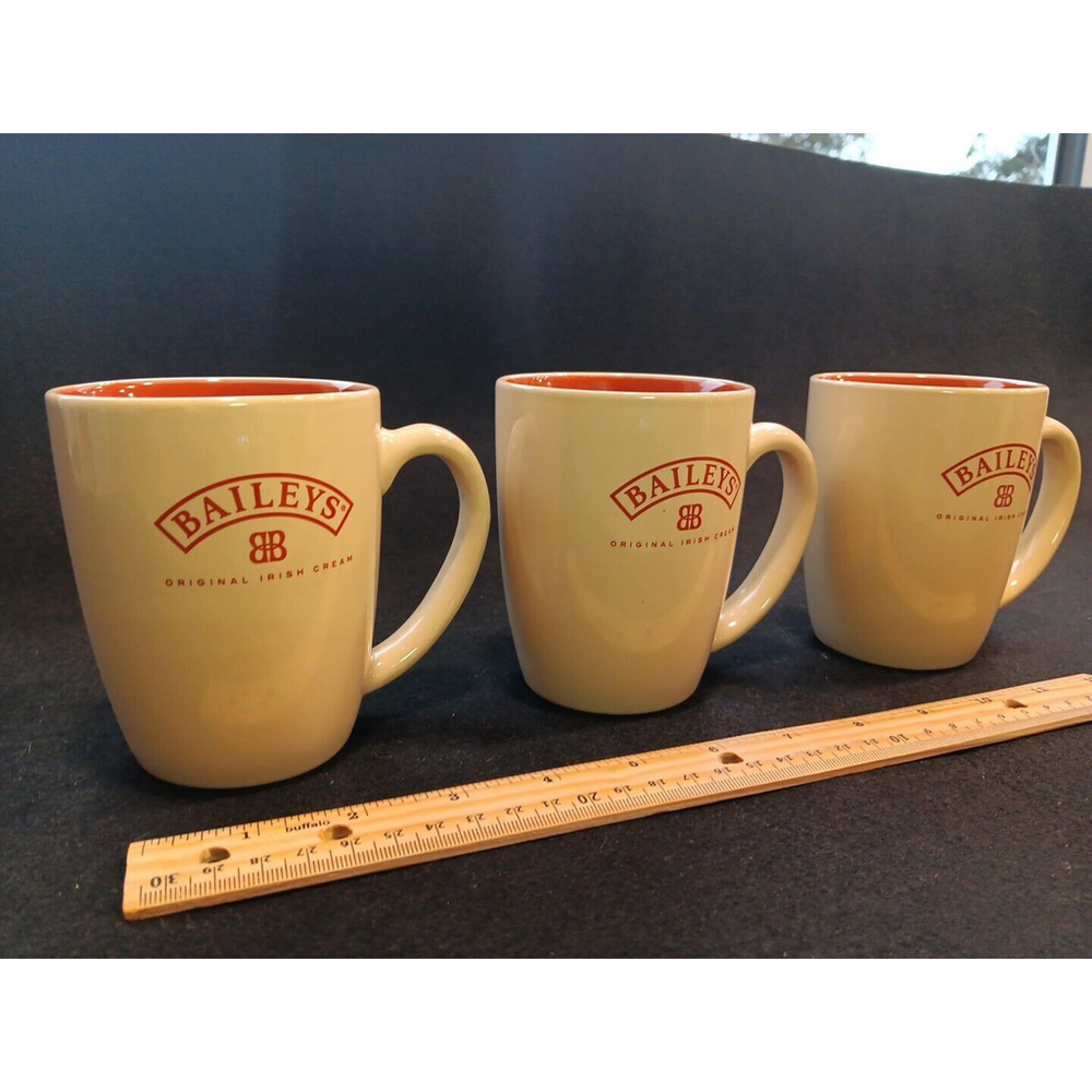 Vintage Baileys Mugs Set Of 3 Red Inside Rare Baileys Original Irish Cream